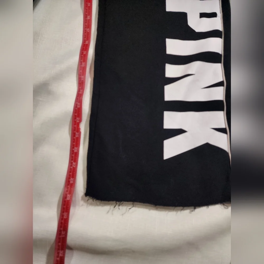Pink Victoria Secret boyfriend pants black & white contrast logo Lg - Picture 5 of 9